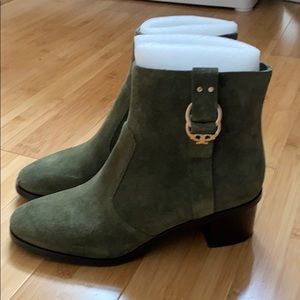 Tory Burch Green Suede Leather Boots Sz 10.5 NWT